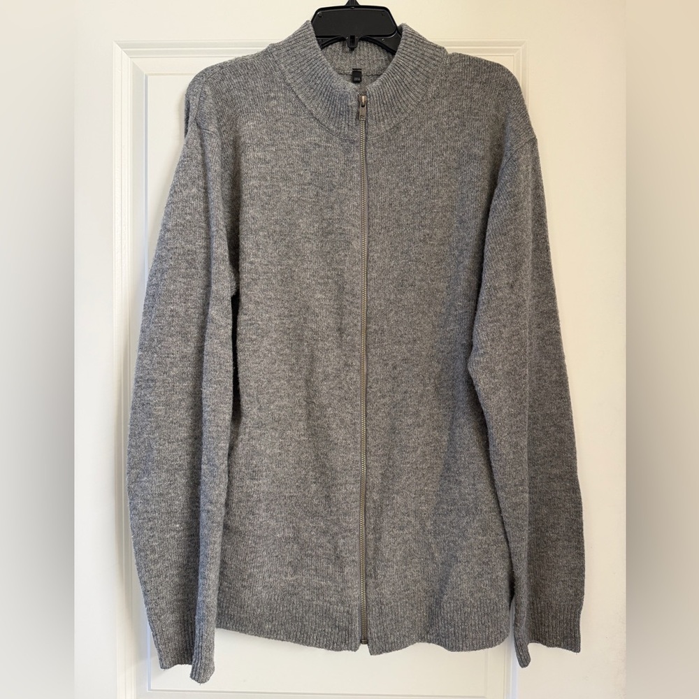 MUJI Gray Zip-Up Knit Sweater